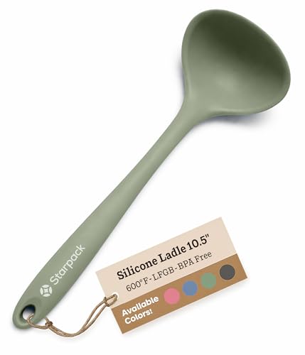 Starpack 'Ladle of Love' Premium Silicone Ladle - High Heat Resistant to 600F - Non Stick Silicone Spoon for Serving - LFGB Grade Rubber