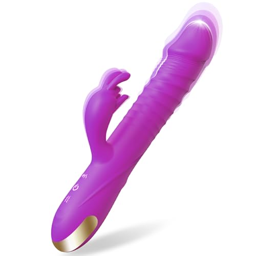 SUPOLA Thrusting Dildo Vibrator Sex Toys - Dildos Adult Toys for Women Rabbit G Spot Vibrator with 3 Fast Thrusting & 10 Vibration Modes, Clitoral Stimulator Adult Sex Toy for Women Couple (Purple)