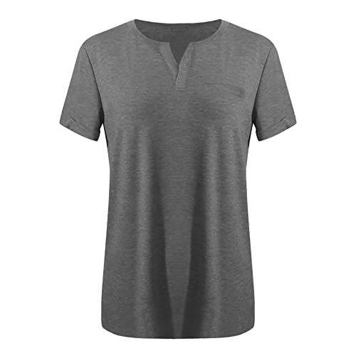 Blusas femininas básicas, folgadas, longas, plus size, manga curta, gola V, verão, outono, 2024, K-0