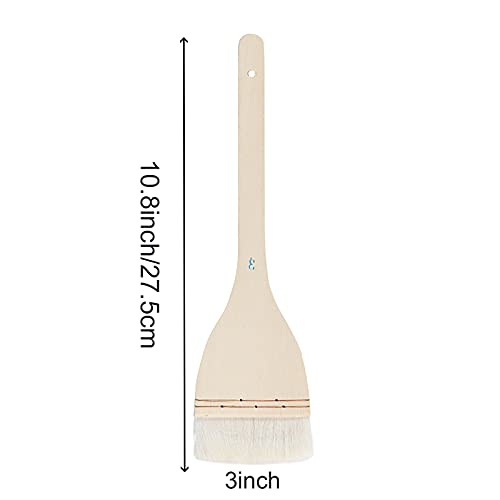 Zeonhei 3 Pcs 3 Inch Flat Hake Brushes, Soft Goat Hair Brush And Hake Paint Brush With Solid Wooden Handle, Hake Brush Set For Watercolor Pottery Painting Arts #TOP1