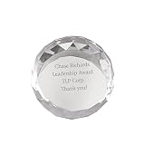 Baudville Engraved Paperweight - Crystal - Round with Beveled Edges - Personalized Engraving Up to T