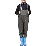 BBGS Wathose Anglerhose Fischen Brustwaders für Eltern-Kind Mit Stiefeln Cleated Bootfoot wasserdichte Herren Damen Waders, Kinder Lätzchen Regenhose für Erwachsene (Color : Children, Size : 35)