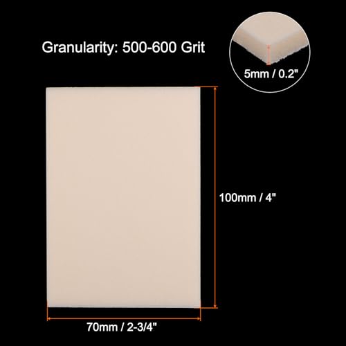 QUARKZMAN 8 Stück Schleifschwamm 500-600 Körnung Doppelseitiges Schleifpapier, 70X100mm Wiederverwendbares Nass- und Trockenschleifpad für Lackreparatur und Modellschichtung, Beige