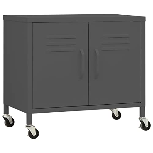 Armoire utilitaire anthracite avec étagères réglables et roulettes