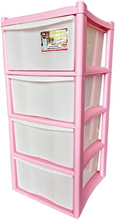 Keraiz 4 TIER Cabinet - Drawers Draw Tower Trolley Unit/Storage Box/Clear Transparent Drawers/Files, Utility Storage (4 Tier Blue)
