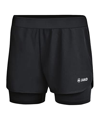 JAKO Damen 2-in-1 Shorts, Schwarz, 38