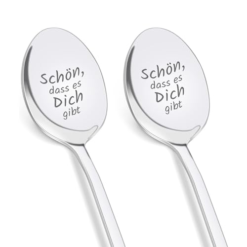 2 Stück Kaffeelöffel Edelstahl, Löffel Mit Gravur, Liebeslöffel Romantisches Liebesgeschenke, 19.6cm Löffel Mit Geschenkbox, Beste Freundin Geschenke,personalisiertes Geburtstagsgeschenk