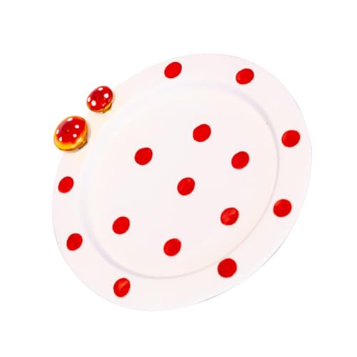 EXAOMBLE ?膜^セラミックステーキプレート 赤色デザート皿 おしゃれなスナックトレー 一人暮らし食器 サラダやパスタにも対応 家用耐久