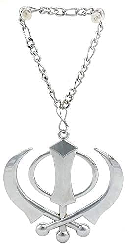 Live it Pyramid Mart Khanda Punjabi Kirpan Sword Symbol Sikh Pendant,Car Hanging,for Car Rear Mirror with Chain