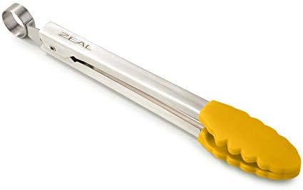 Zeal J141T Silicone Non Stick Kitchen Mini Tongs with Stainless Steel Handle (20cm) -Dark Grey