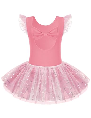 Agoky Ballettkleid Mädchen Leopardenmuster - Tutu Kleider Prinzessin Tanzkleid
