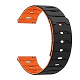 [VanHooc] スマートウォッチ 時計ベルト ユニバーサル 18mm/20mm/22mm シリコン 防水 腕時計バンド 18ミリ 20ミリ 22ミリ Quick Release スマートウォッチバンド 交換ベルト 無段階調整 メンズ レディース 兼用 通気性 強力な磁気 スポーツバンド 軽量 柔軟 耐久性 - (22mm | ブラック+オレンジ