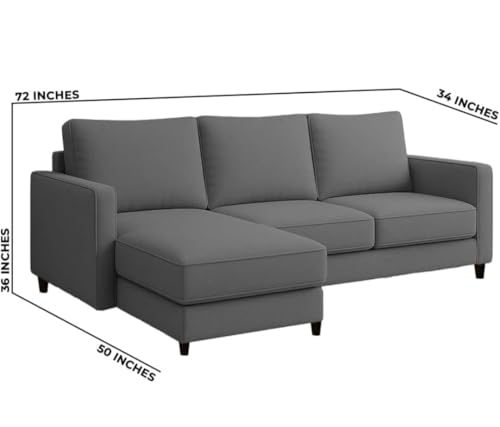 Image of The MM Furniture store Premium Fabric Sofa - Ash (4 Seater - LHS)