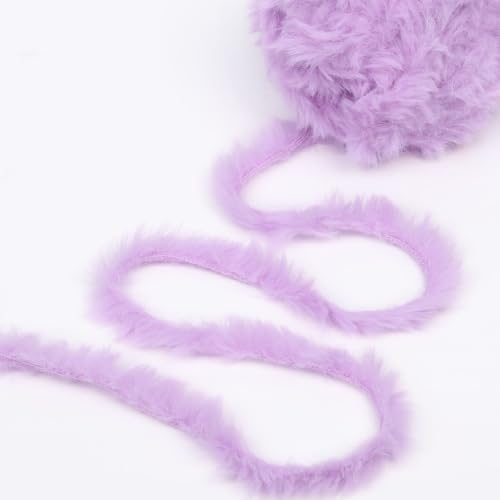 Image of NICEEC 2 Skeins Soft Faux Fur Yarn 70yds,3.53oz- 34#Purple | Crochet & Knit, DIY Project Starter Kit,Handbag,Sun Hat,Shoes, Shopper Bag
