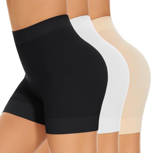 Image of FRESBEIT 3 Pack Shorts for Under Dress Women Comfortable Smooth Boyshorts Panties Slip Shorts for Under Dress S