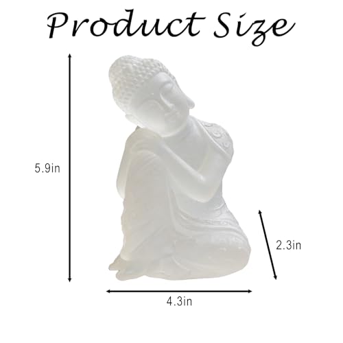 Estatua de Buda Meditando de 5.9 Pulgadas en Resina Blanca miniatura 7