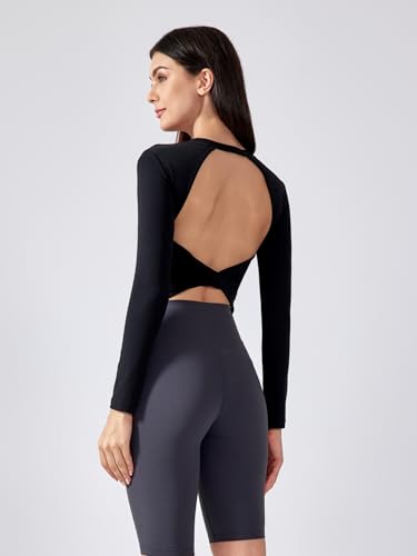 Image of ABOCIW Women Twist Back Workout Top with Built in Bra Cap Sleeve Pilates Yoga Crop Top Athletic Gym Shirt