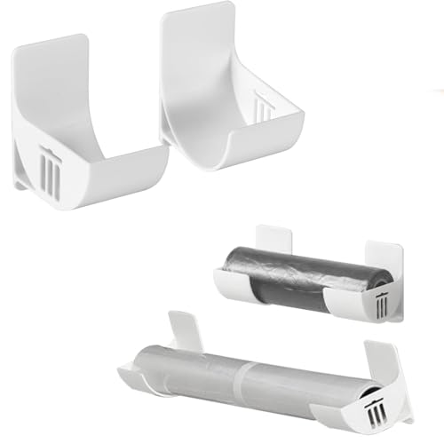 LMSAWK Sin Perforaciones Soporte para Bolsas, Dispensador de Bolsas de Basura Autoadhesivo, Soporte Papel Aluminio Estantería Colgante, para Papel para Hornear, Papel de Aluminio