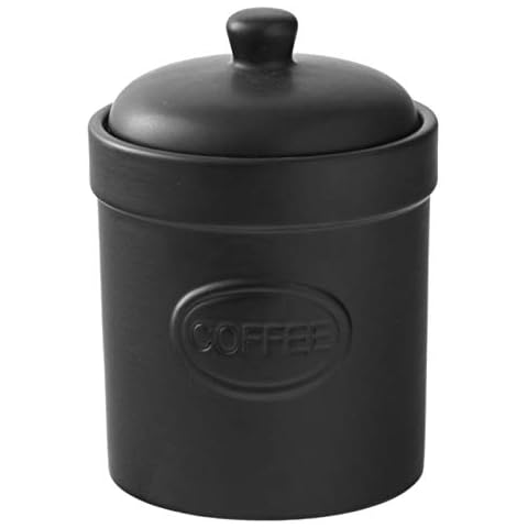 BIA - Coffee Canister - Matte Black - Matte Storage Jar - Stoneware Kitchen Storage - Kitchen Storage & Organisation - Available in White and Black Cover