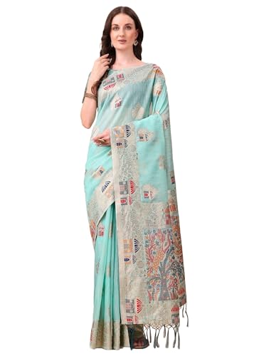 Sari indien lin et coton 12658 pour mariages et cérémonies d'été