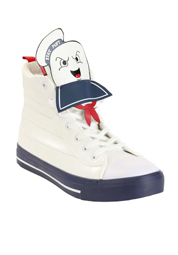 Ghostbusters Stay Puft Marshmallow Man Shoes for Adults - Faux Leather Sneakers with Embroidered Details & Rubber Soles