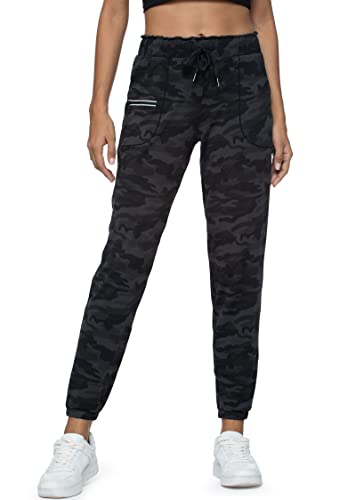 Haowind Joggers For Women With Pockets Elastic Waist Workout Sport Gym Pants Comfy Lounge Yoga Running Pants(Black Ash Camo Xl) #TOP6