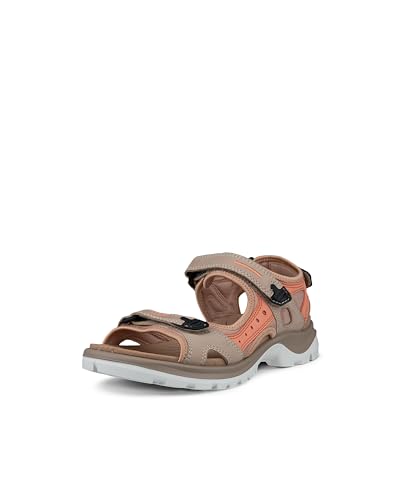 ECCO Women's Yucatan Sport Sandal, NUDE/CORAL NUBUCK, 12-12.5