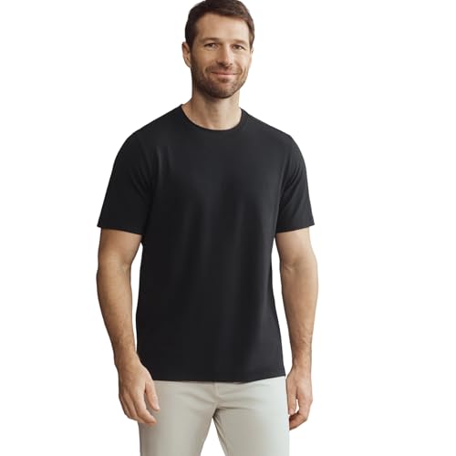 Rhone Men's Origin Performance Tee - Ultrasoft Cotton Blend Fabric, Lightweight, Moisture-Wicking, Anti-Odor T-Shirt (Black, Medium)