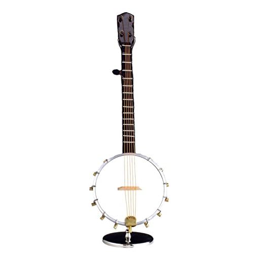 9″H Banjo with Case & Stand Replica Miniature Musical Music Instrument