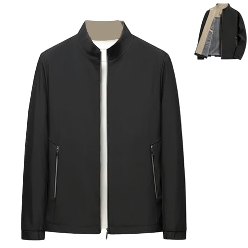 Men's Standing Collar Zipper Casual Jacket, Men Lightweight Business Windbreaker, Stylish Work Coat