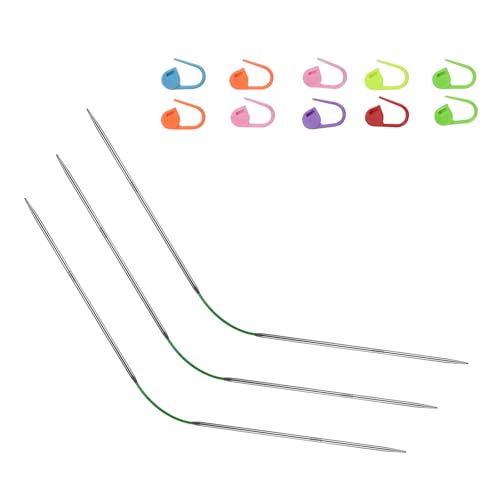 2.25MM 23cm/9in Flexible Knitting Needles 3-Piece Set Circular Knitting Needles Double-Pointed Knitting Needles Perfect for Small Projects (Baby Socks Dolls Mittens Coasters)