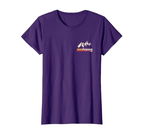 Retro Juneau Alaska AK Mountain T-Shirt, Women, Purple, X-Large
