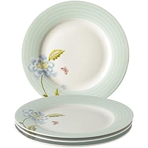 Laura Ashley Heritage Mint Candy 10" Dinner Plate Set in Giftbox - Porcelain Dining Plates - Microwave Safe Ceramic Dinnerware, Floral/Green Laura Ashley Heritage Mint Candy 10 Dinner Plate Set in Giftbox Porcelain Dining Plates Microwave Safe Ceramic Dinnerware FloralGreen