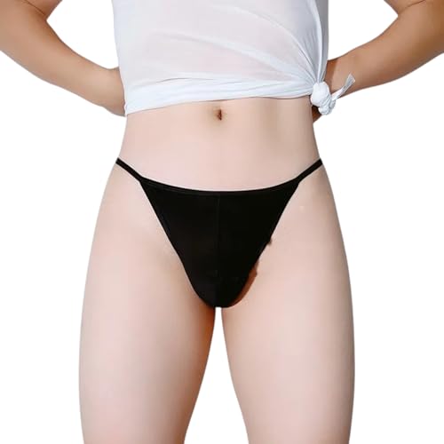 Gay Sissy Femboy Panties, Men’s Lingerie Cute See-Through Underwear, Crossdresser Bulge Pouch Thong, Elastic Soft Pouch