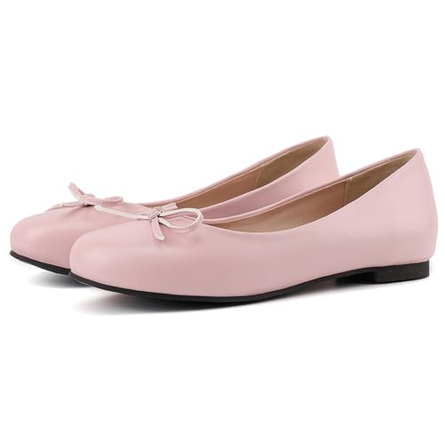 Asterisco Women Flat Ballet Shoes Bows Low Heel Shoes Round Toe Slip On Comfort, Size 2-15.52