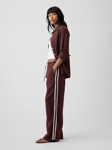 Image of Gap Womens Wide Leg Linen Pull on Pant