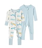SUZEL Baby Viscose from Bamboo Footless Pajamas Boys Girls Zippy Pjs Sleep 'N Play Romper - 0-24 Months (US, Age, 3 Months, 6 Months, Plane+Blue)