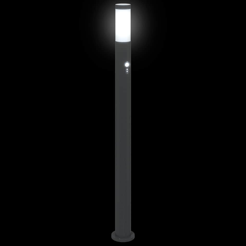 Set di 3 lampade a colonna in acciaio inox, 110 cm, con sensore di movimento PIR, IP44, resistenti alle intemperie, per giardino, terrazza, vialetti e esterni, con diffusore e durata della
