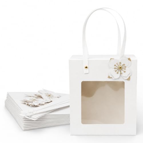 Cestas de regalo para bodas de papel Kraft con ventana y asa de transporte