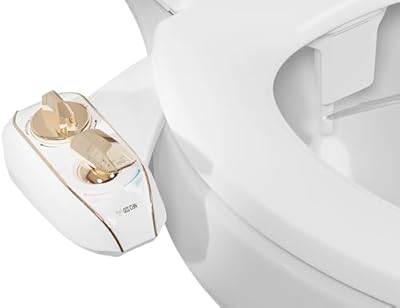 LUXE Bidet NEO 320 Plus - Patented Bidet Attachment for Toilet Seat, Innovative Hinges to Clean, Slide-in Install, Advanced 360° Self-Clean, Warm, Dual Nozzles, Feminine & Rear Wash (Gold)