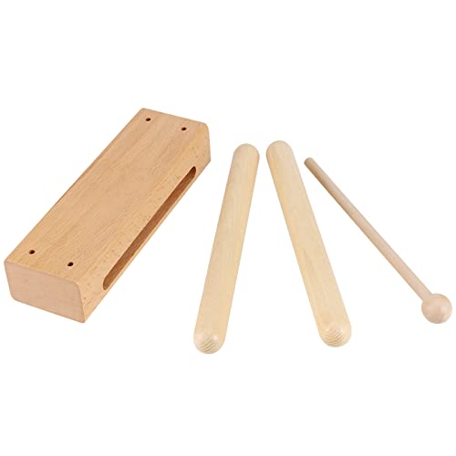 Sehoi 2 Pack 7 Inches Wood Rhythm Block, Musical Wood Block Percussion Instrument With Mallet, Solid Hardwood Percussion Rhythm Blocks For Creating Loud And Resonant Tone #TOP5