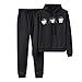 Produktbild Sllowwa Damen Jogginganzug Jogging Hose Jacke Sportanzug Sporthose Fitness Hoodie Hose Einfarbig Kapuzenpullover und Hose Trainingsanzug(Schwarz,M)