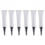 6PCS 15ML/0.5oz Empty White Plastic Soft Squeeze Tubes Cosmetic Eye Cream Tube Bottle with Silver Cap Makeup Sample Travel Packing Container Jars Dispenser for Eyecream Lip Balm Gloss DIY Beauty Tool