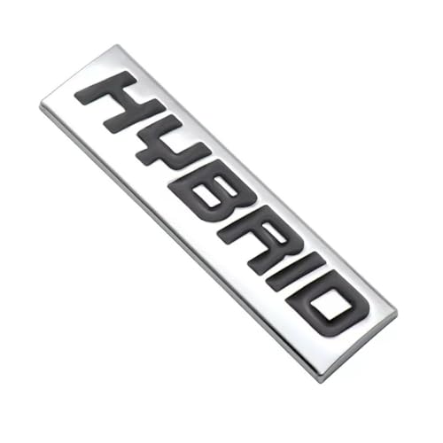 Image of 2PCS Metal Hybrid Left n Right Door Tailgate Emblem 3D Badge Sticker (Silver Black)