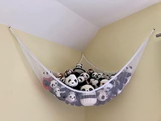 Jumbo Toy Hammock, Powkoo Extra Large Toy Hammock Storage Net Organizer for Teddys, Stuffed Animals, Nursery Play(84 x 59 x 59 inches) (White)