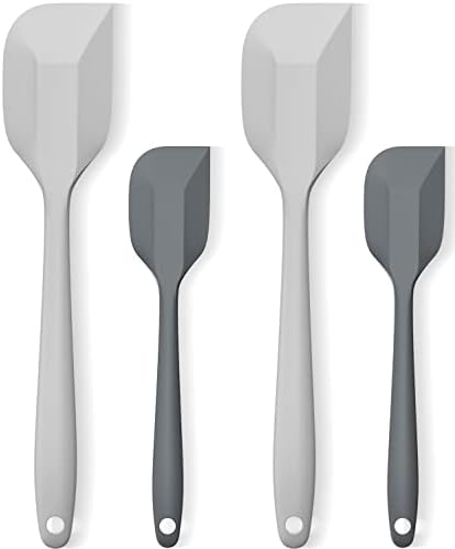 Silicone Spatula Set, Premium Spatulas Silicone Heat Resistant 2 Small & 2 Large Flexible Scraper for Nonstick Cookware, Rubber Spatula for Kitchen Mixing Baking Cooking Use, Soft Spatula - Gray