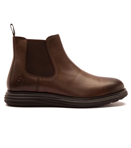 Image of Thomas Crick Men's Genuine Leather Chelsea Boots - Lightweight Sporty EVA Sole with Ortho Comfort Footbed, Slip-On Elastic Side Panels & Modern All-Day Traction