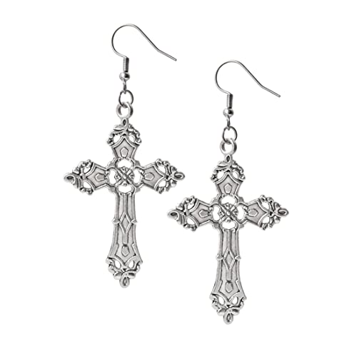 Sacina Gothic Cross Earrings, Zinc Alloy Cross Dangle Earrings, Goth Jewelry Gift for Women