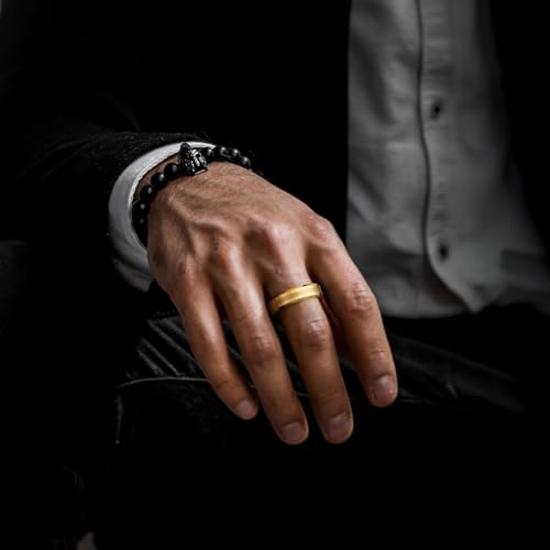 Image of King Will Tungsten Carbide Wedding Band for Men Women-4 /6 /8mm Width 14K Gold Plated Tungsten Wedding Ring Matte Brushed & High Polished Style Comfort Fit Wedding Band Size 6-14