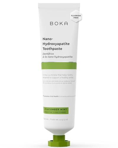 Image of Boka Fluoride Free Toothpaste, Nano Hydroxyapatite Toothpaste, Appropriate for Sensitive Teeth - for Adult, Kids Oral Care - Cucumber Mint Flavor, 4 Fl Oz 1Pk